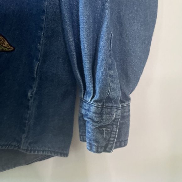 MADISON AVENUE Embroidered Denim Button Up XL Christmas Thanksgiving Shirt VTG - Picture 6 of 7